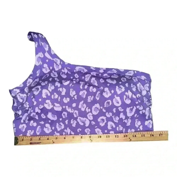 All In Motion Purple Leopard Print Asymmetrical Bra, XXL - Picture 5 of 6
